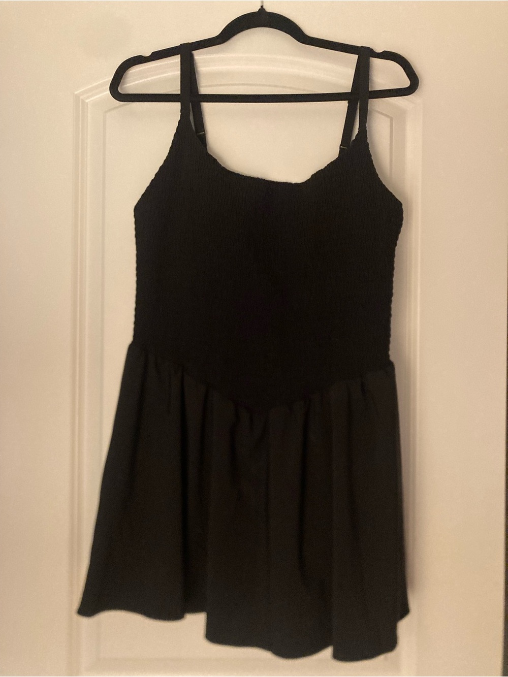 NWOT AERIE Black Smocked Sundress with Flowy Skirt